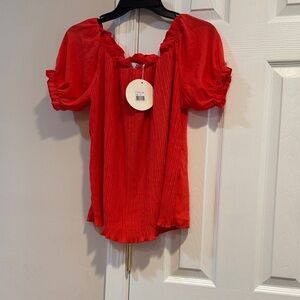Women's Blouse red size L brand Bomb shell .